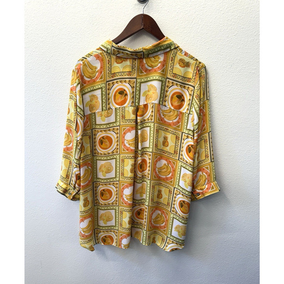 Rose+Olive Button Up Shirt Womens Plus Size 1X Floral Fruit Print Beach Tropical - Picture 2 of 8